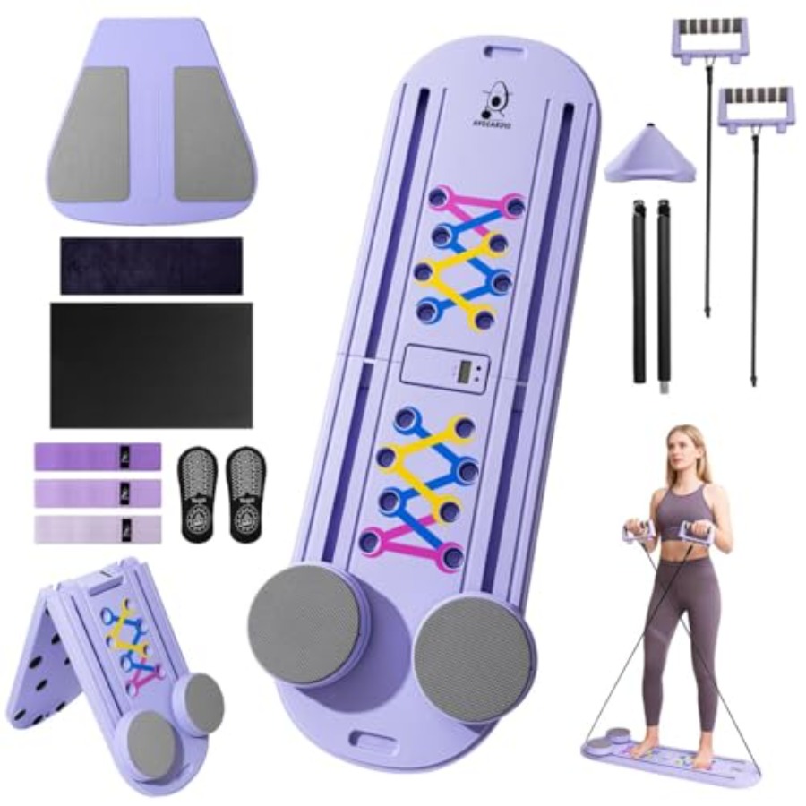 Home Gym Set - Foldable Pilates Reformer Board Multifunctional 10-in-1